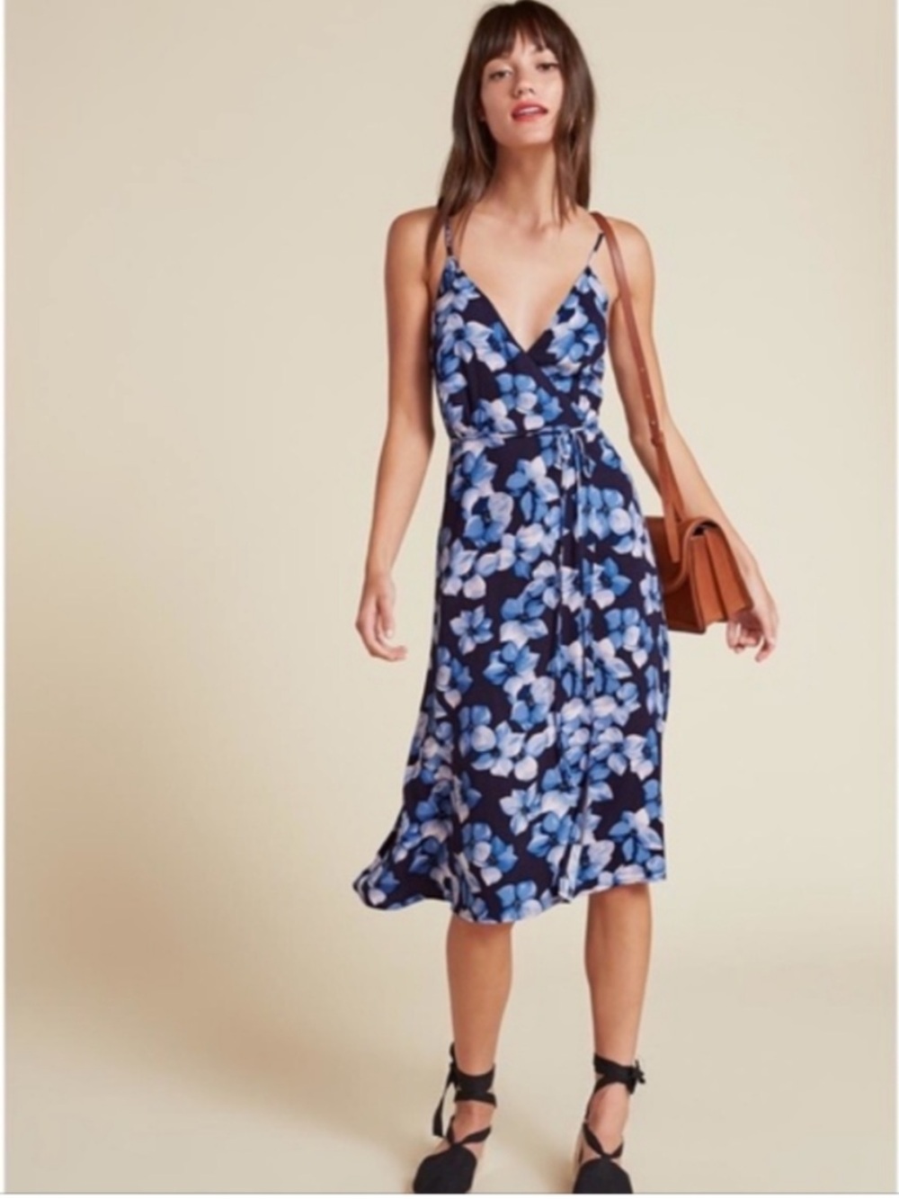 Reformation Talia Floral Blue Wrap Midi Dress 6